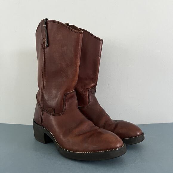 Long Haul Other - Long Haul Brown Leather Pull On Cowboy Western Work Boots